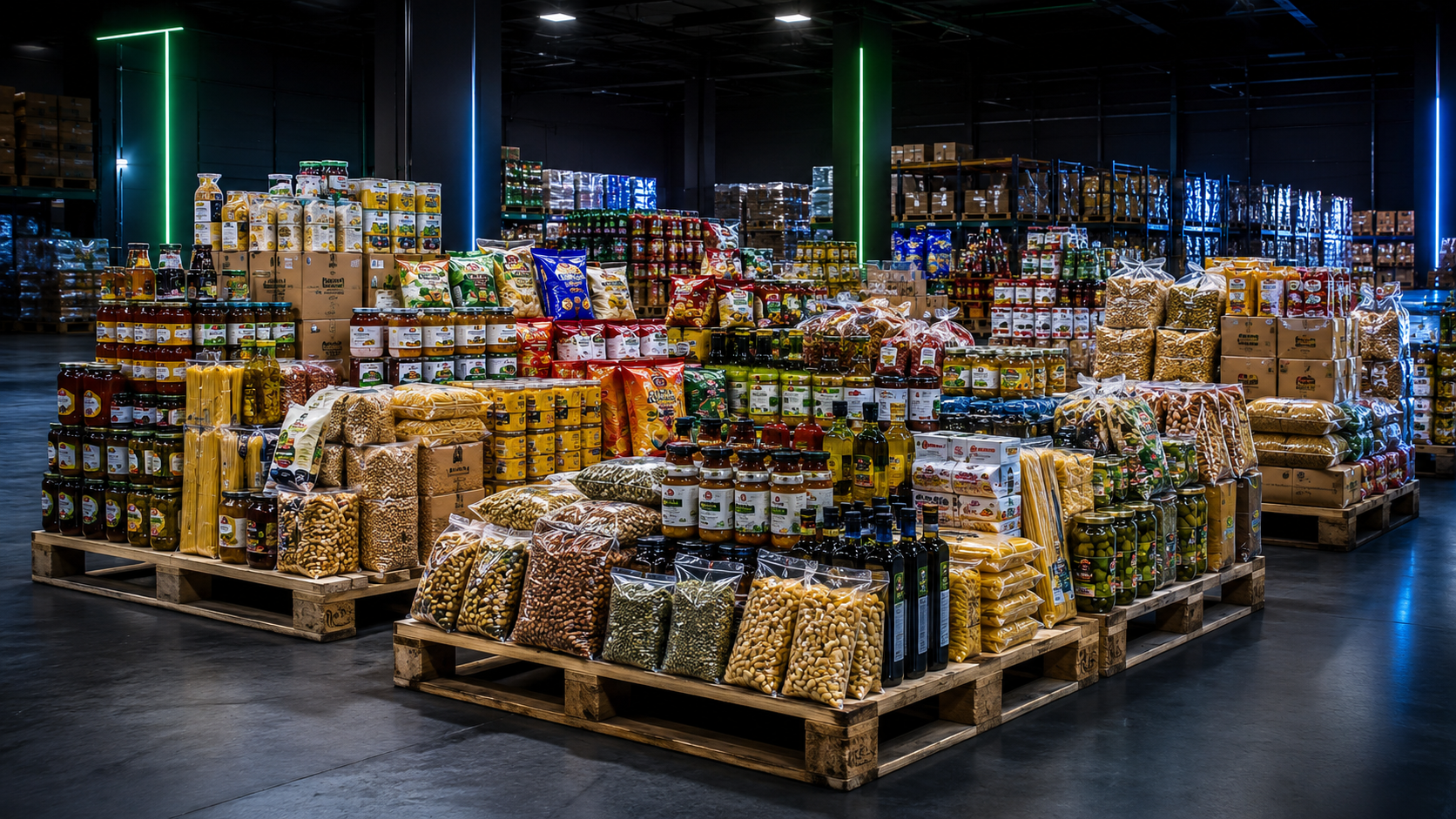 Palettes de déstockage alimentaire et produits d'épicerie en gros